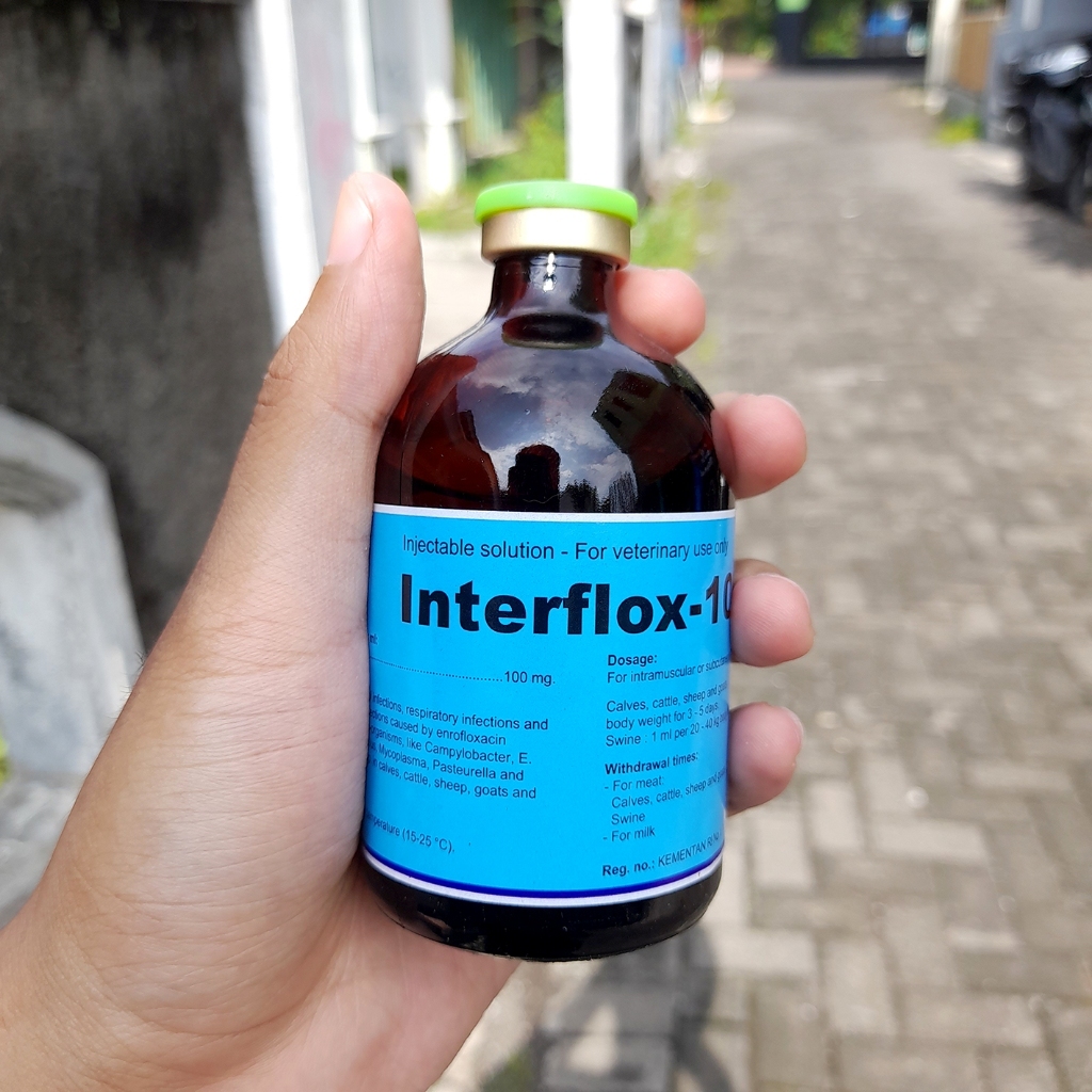 INTERFLOX 100 ML INJEKSI - Antibiotik Untuk Saluran Pencernaan dan Pernafasan Pada Hewan