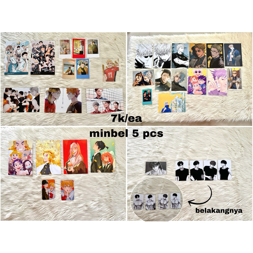 wts photocard postcard anime jjk gojo geto nanami haikyu chainsaw man garbage time