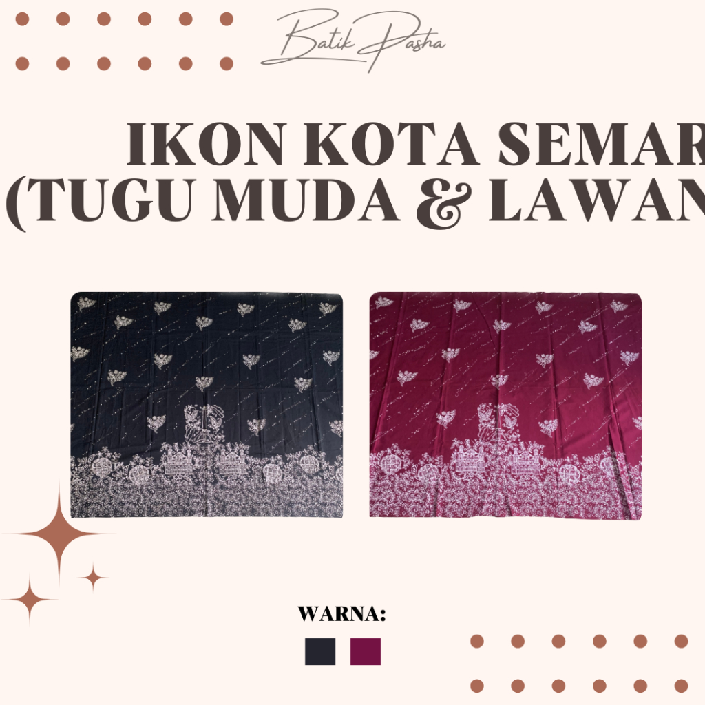 Kain Batik Motif Ikon Kota Semarang (Tugu Muda & Lawang Sewu)