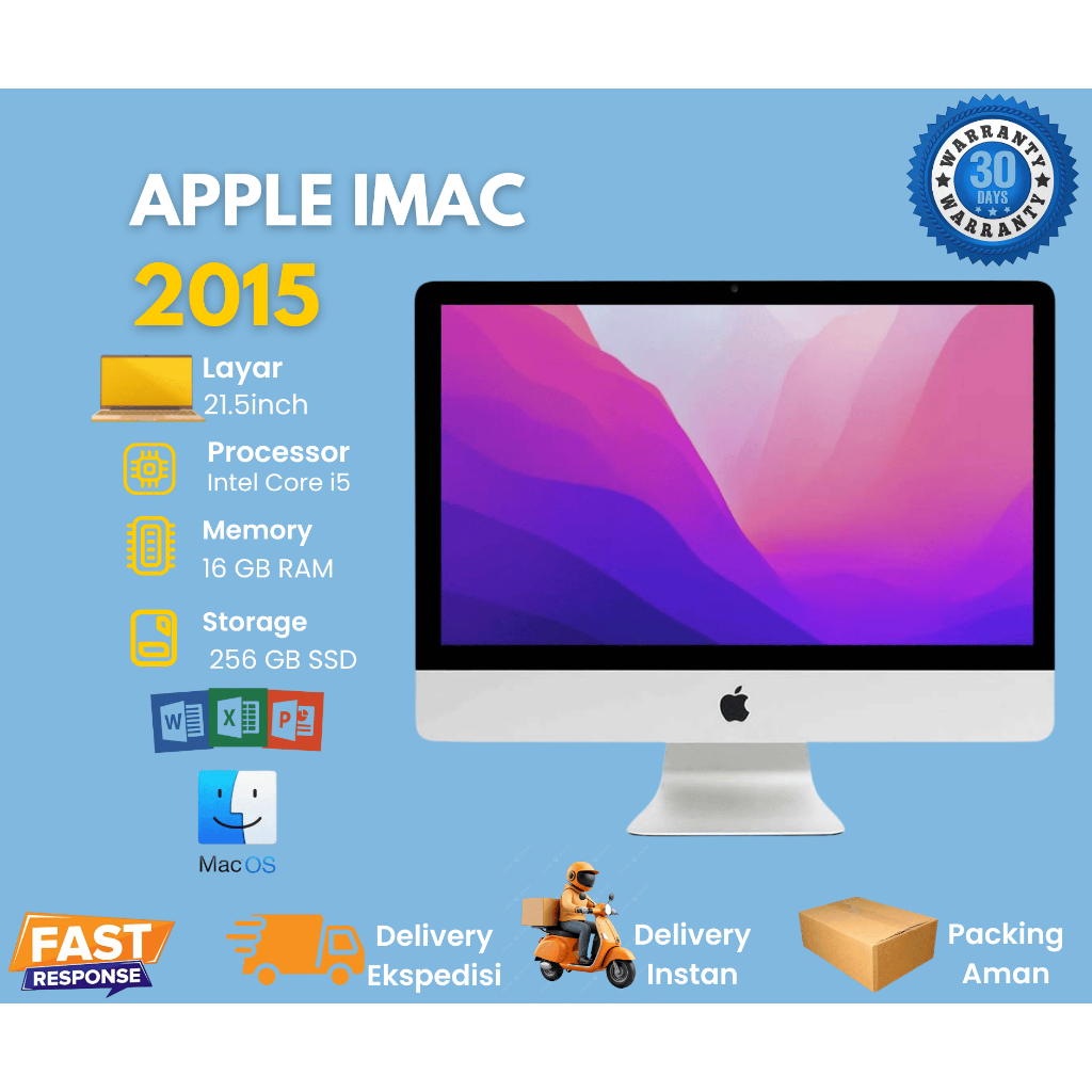 Apple iMac AIO 2015  Intel Core i5 Ram 16GB SSD 256GB 21.5" FHD