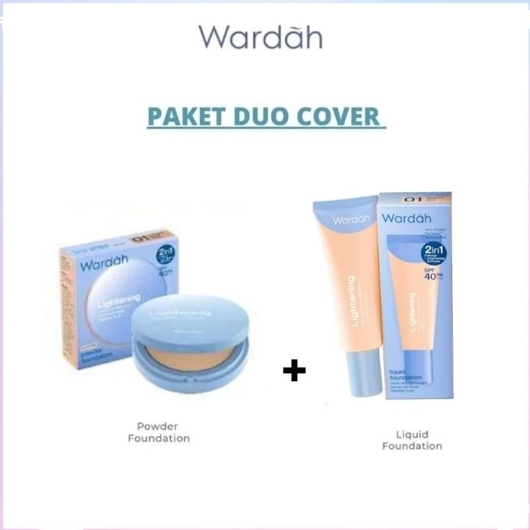 Wardah Lightening Foundation 15 ML + Bedak Padat - Alas Bedak | Powder Foundation PAKET WARDAH
