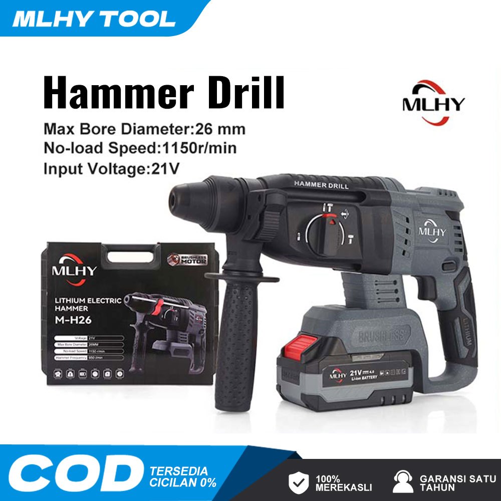 MLHY  Multi-functional hammer drill Bor Palu Multifungsi Bor TanpaKabel Motor Tanpa Sikat Bor Dampak