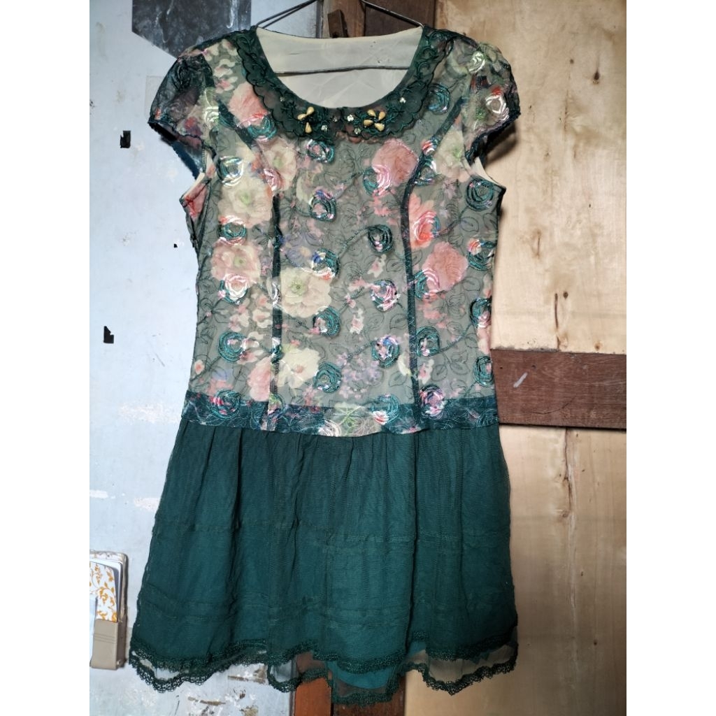dress bunga flower floral vintage mewah premium elegant korea top atasan wanita blouse rok skirt fla