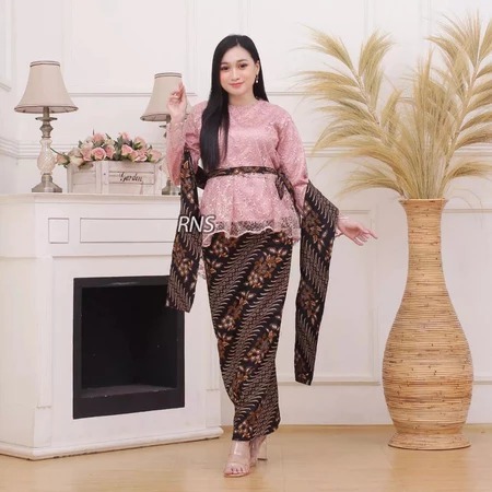 BATIK KEBAYA COUPLE SEMI PRANCIS BY SANAYA Katun BAHAN KEBAYA SEMI FRANCE CORNELI COUPLE ATALIYA BAT