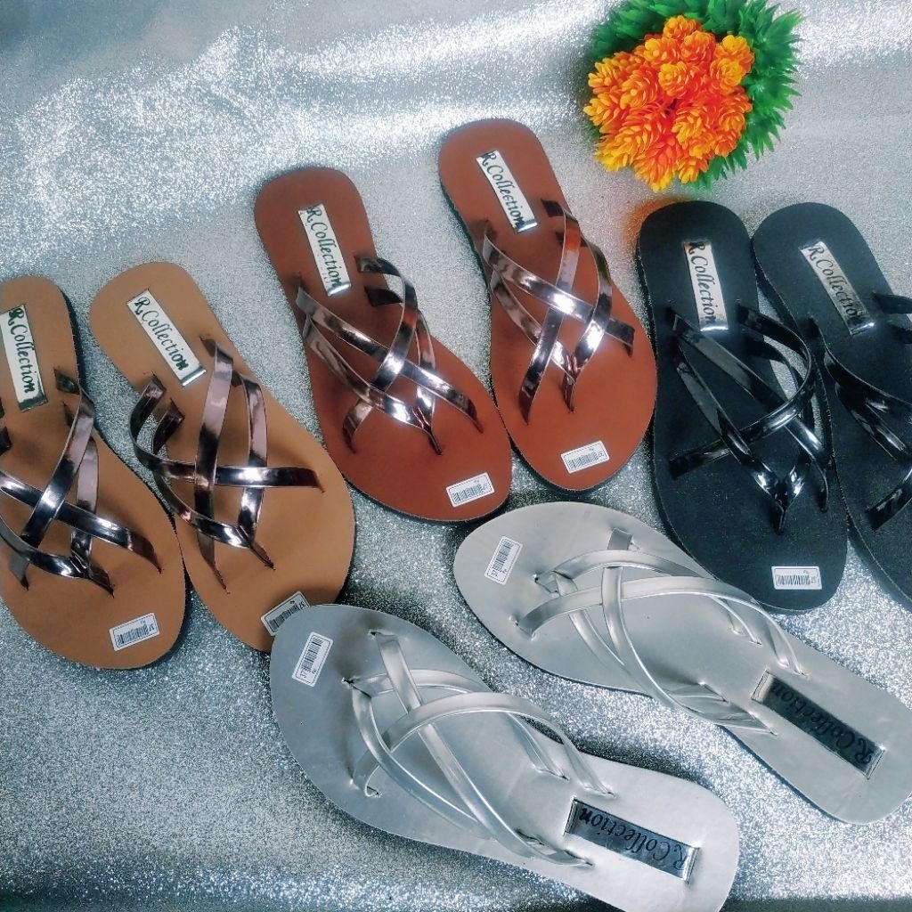 sandal teplek wanita Zara karet silang