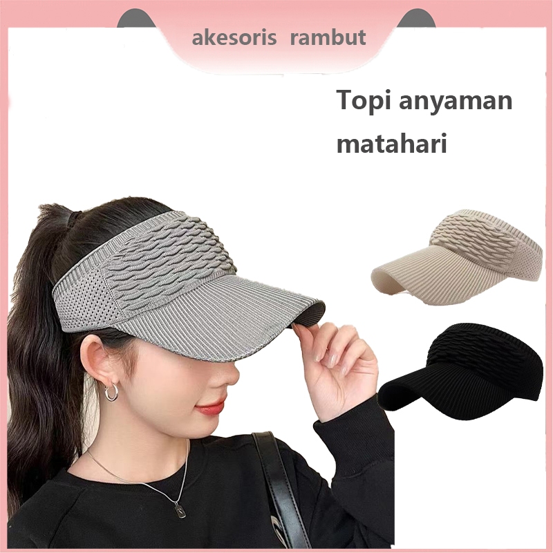 Topi Golf Tennis Rajut Katun Elastis Topi Olahraga Wanita Gaya Korea Topi Golf Senam Pantai Untuk Hi