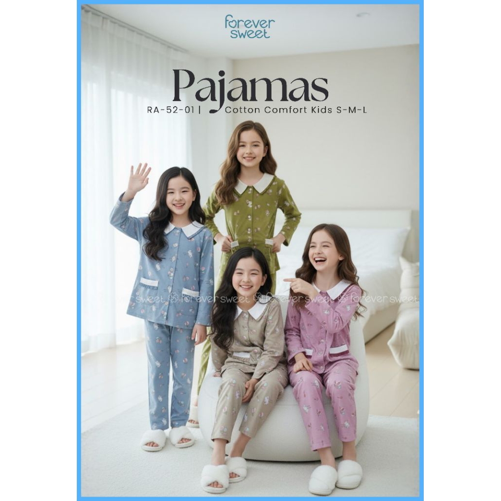 FOREVER SWEET BAJU TIDUR PIYAMA BABYDOLL PANJANG ANAK PEREMPUAN