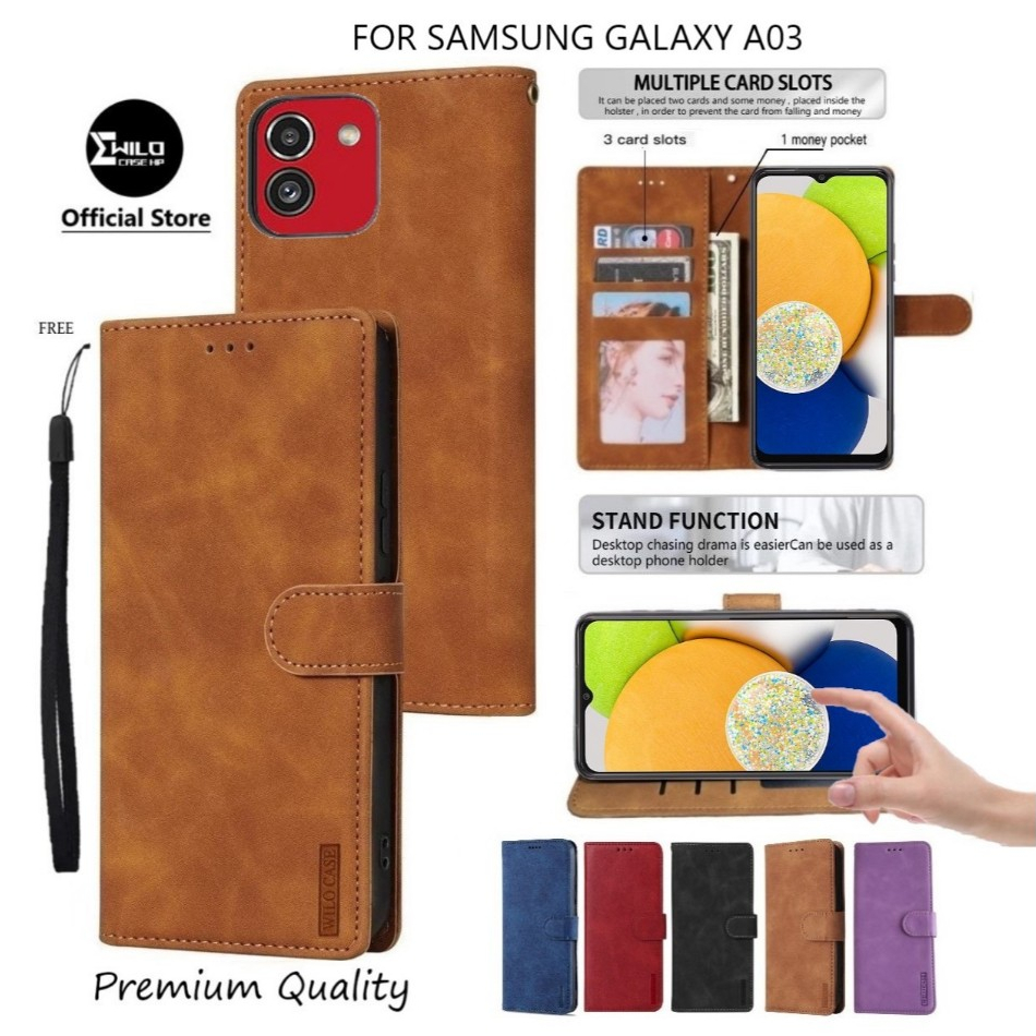 Samsung Galaxy A03 Wallet Case Kulit - Casing Dompet Case Wallet Leather Flip Case Samsung Galaxy A0