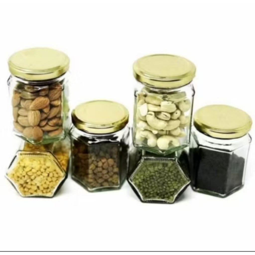 hexagonal 100ML botol toples kecil segi enam kaca beling bening awet murah tebal tahan panas