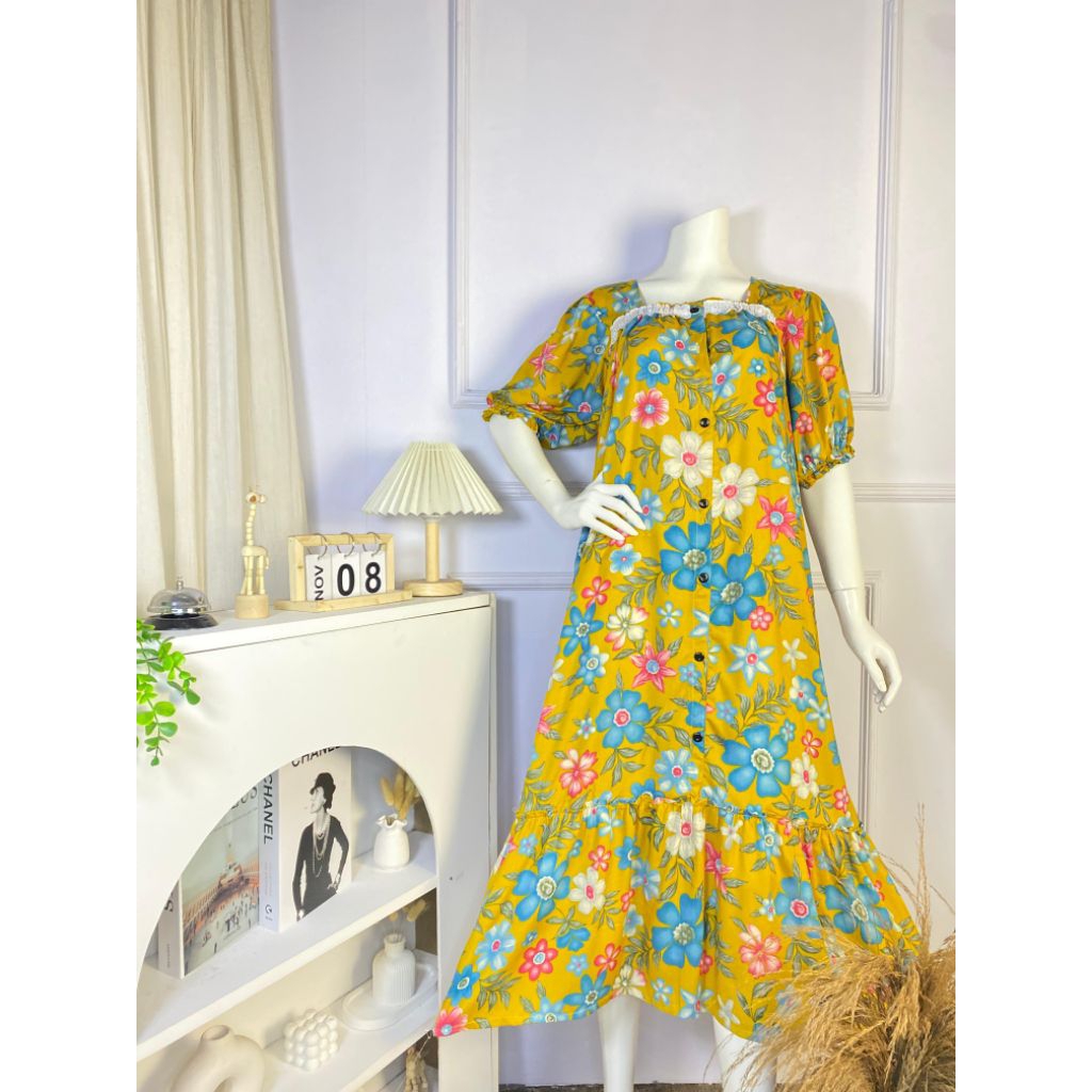 Dress Renda Ruffle/Dress Renda Tali/Dress Rayon/Busui