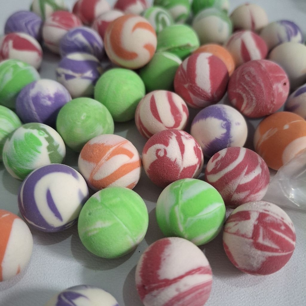 20 Pcs Bola Bekel Motif Pelangi 20 mm Grosir Mainan