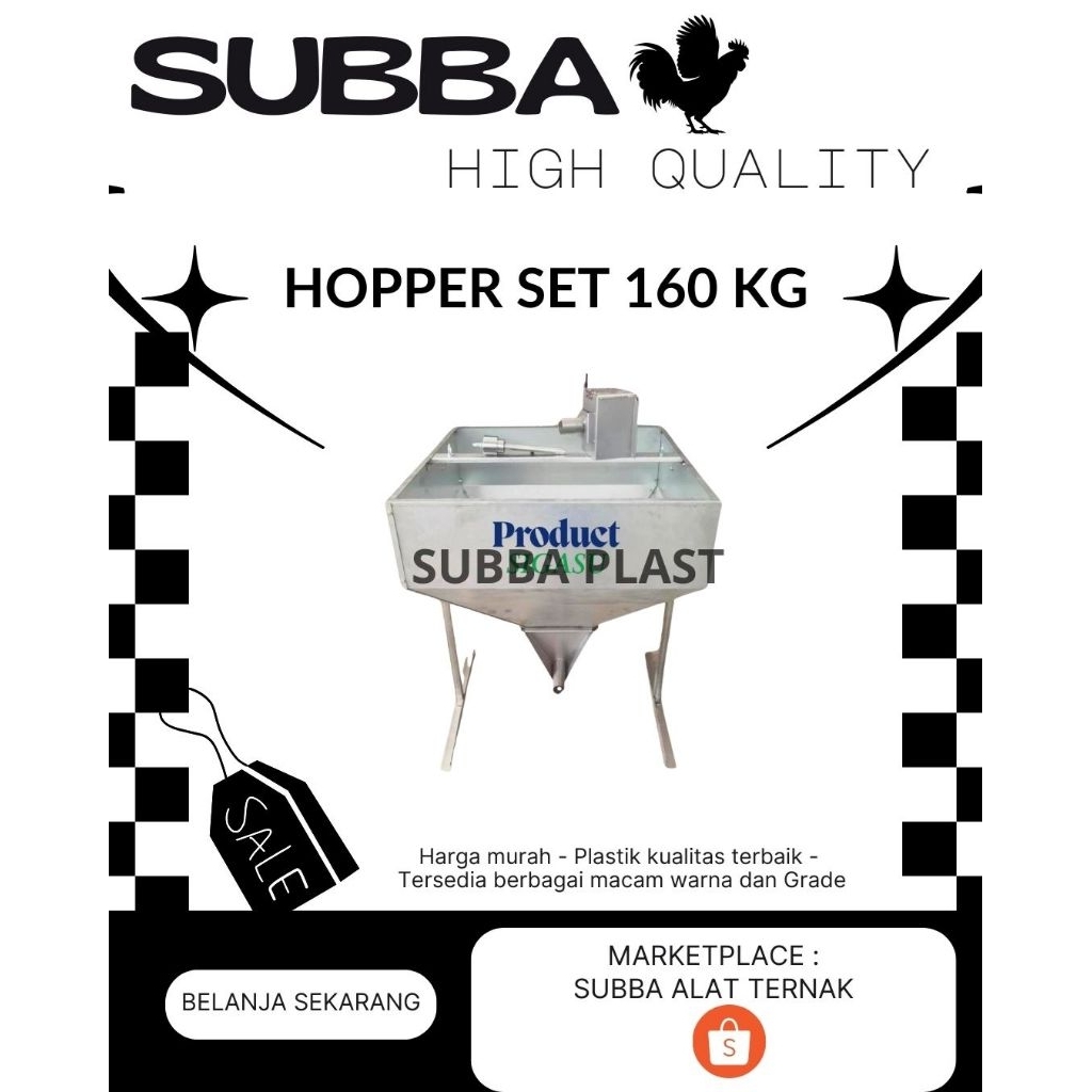 HOPPER SET 50 / 160 KG TUANG PAKAN TEMPAT MAKAN AYAM OTOMATIS