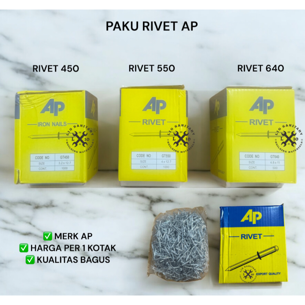 [Per 1 Box] Paku Rivet 550 4mm x 12.7mm / Paku Ripet AP