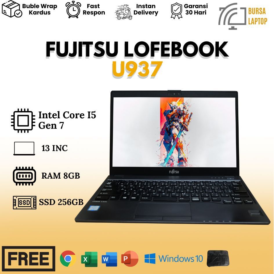 Fujitsu Lifebook U937 Touchscreen Core I5 Gen 7 8 Ram 8gb Ssd 256gb Siap Pakai