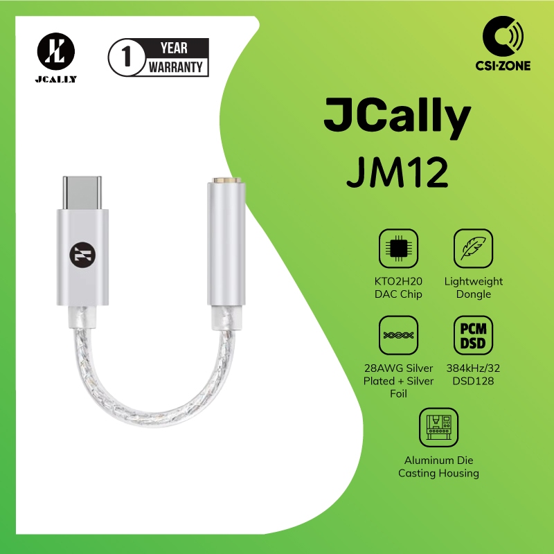 NEW PORODUK JCALLY JM12 KTO2H20 PORTABLE DONGLE ADAPTER USB DAC / AMP
