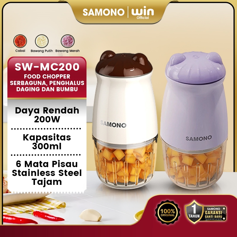 SAMONO Chopper Mini 300 ml Coper Daging dan Bumbu Blender Portable Choper Multifungsi Food Processor