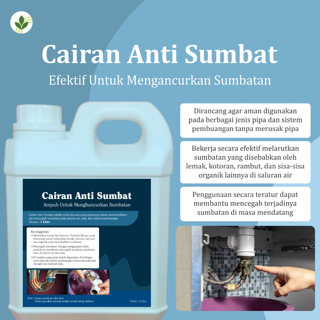 Cairan Anti Sumbat Mengatasi Sumbat Saluran Air Pipa 1 Liter