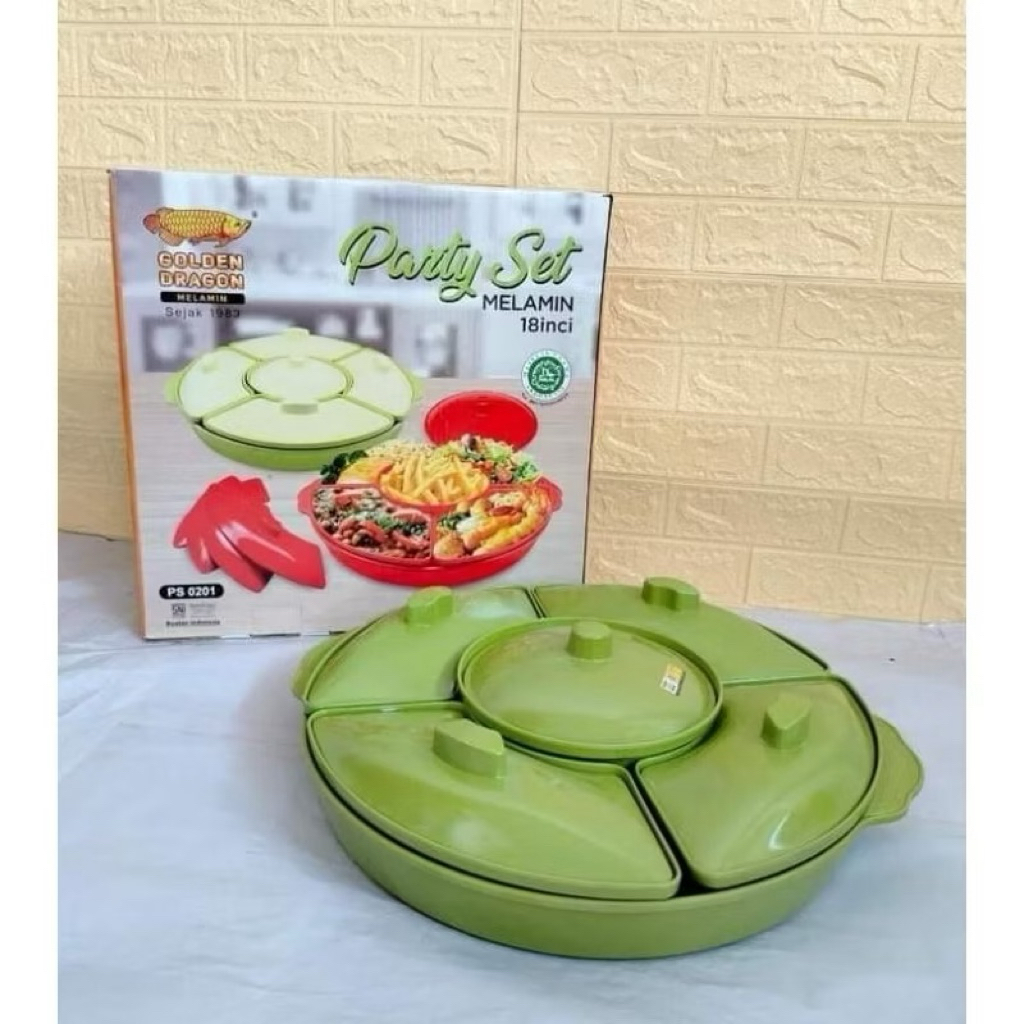 Party set jumbo/prasmanan melamin set golden dragon/wadah saji JUMBO/tempat lauk JUMBO uk.18 inch