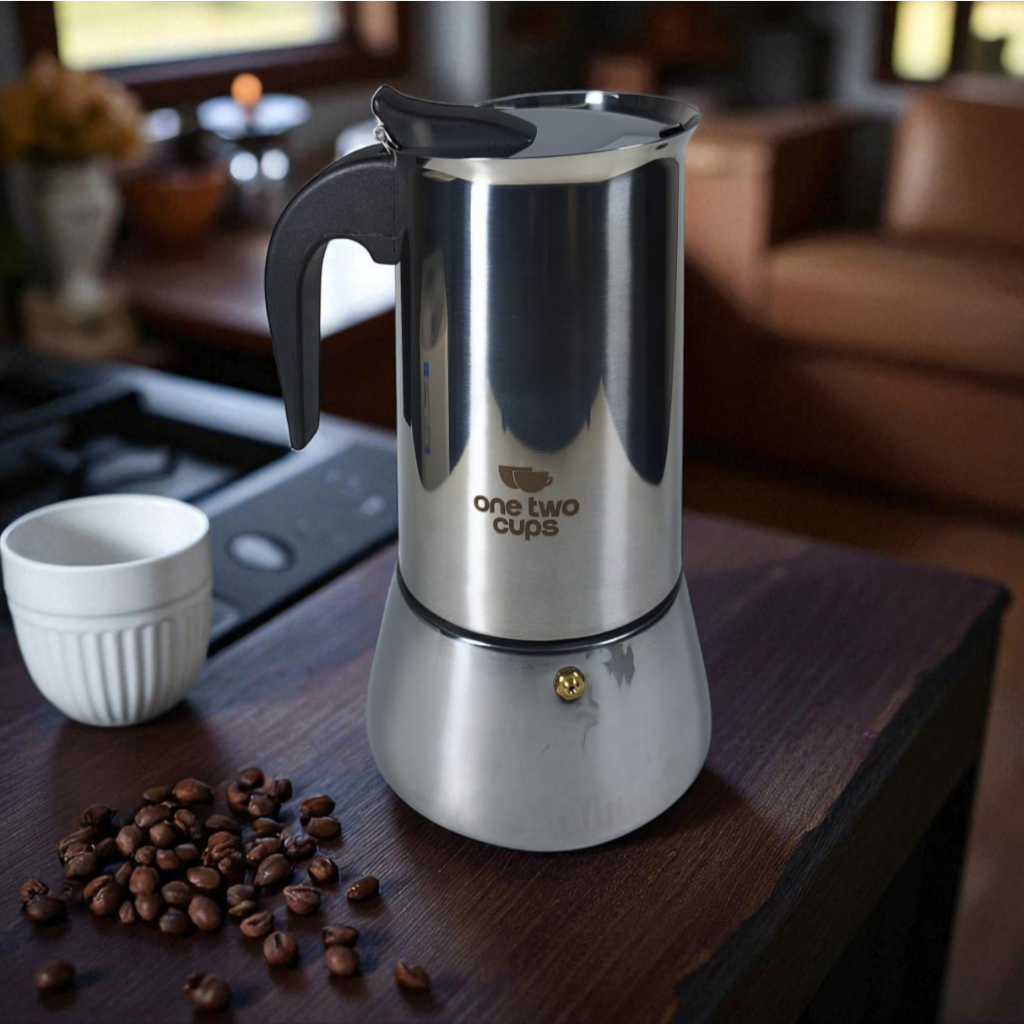 One Two Cups Moka Pot 12 Cup 600 ml Stainless Steel