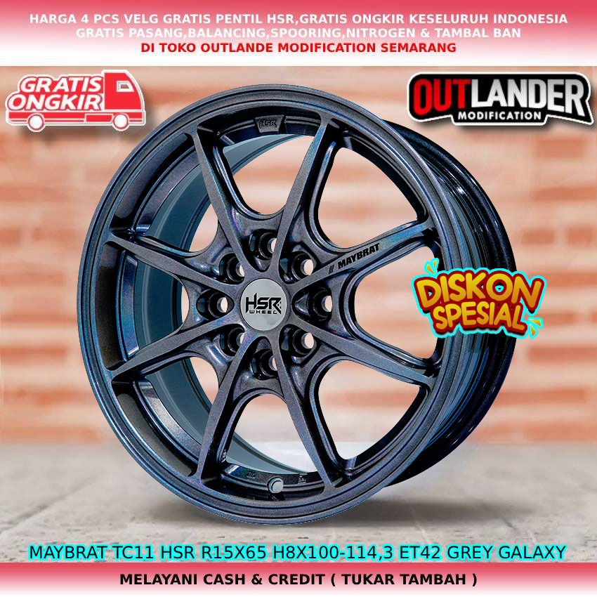 Velg racing ring15 untuk mobil City| Civic| Freed| Yaris| Agya| Ayla| dll velg hsr maybrat R15
