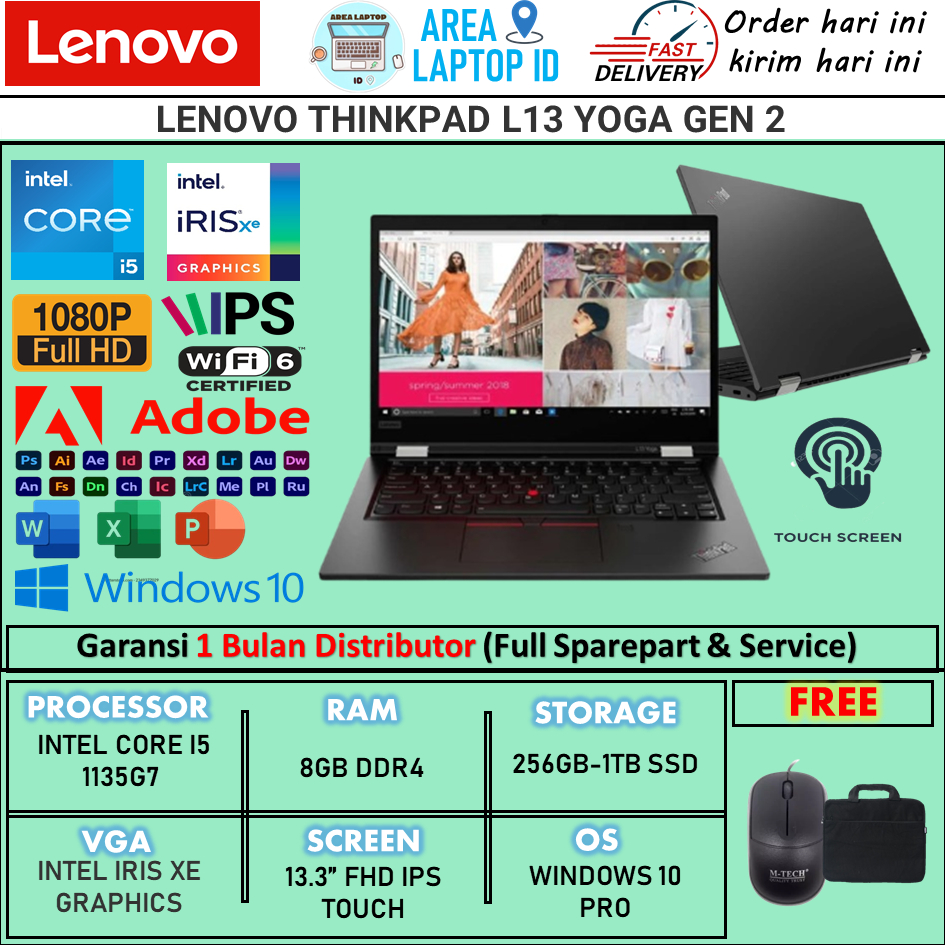 LENOVO THINKPAD L13 YOGA GEN 2 INTEL I5 1135G7 8GB 256GB 13.3 FHD TOUCH WIN10PRO