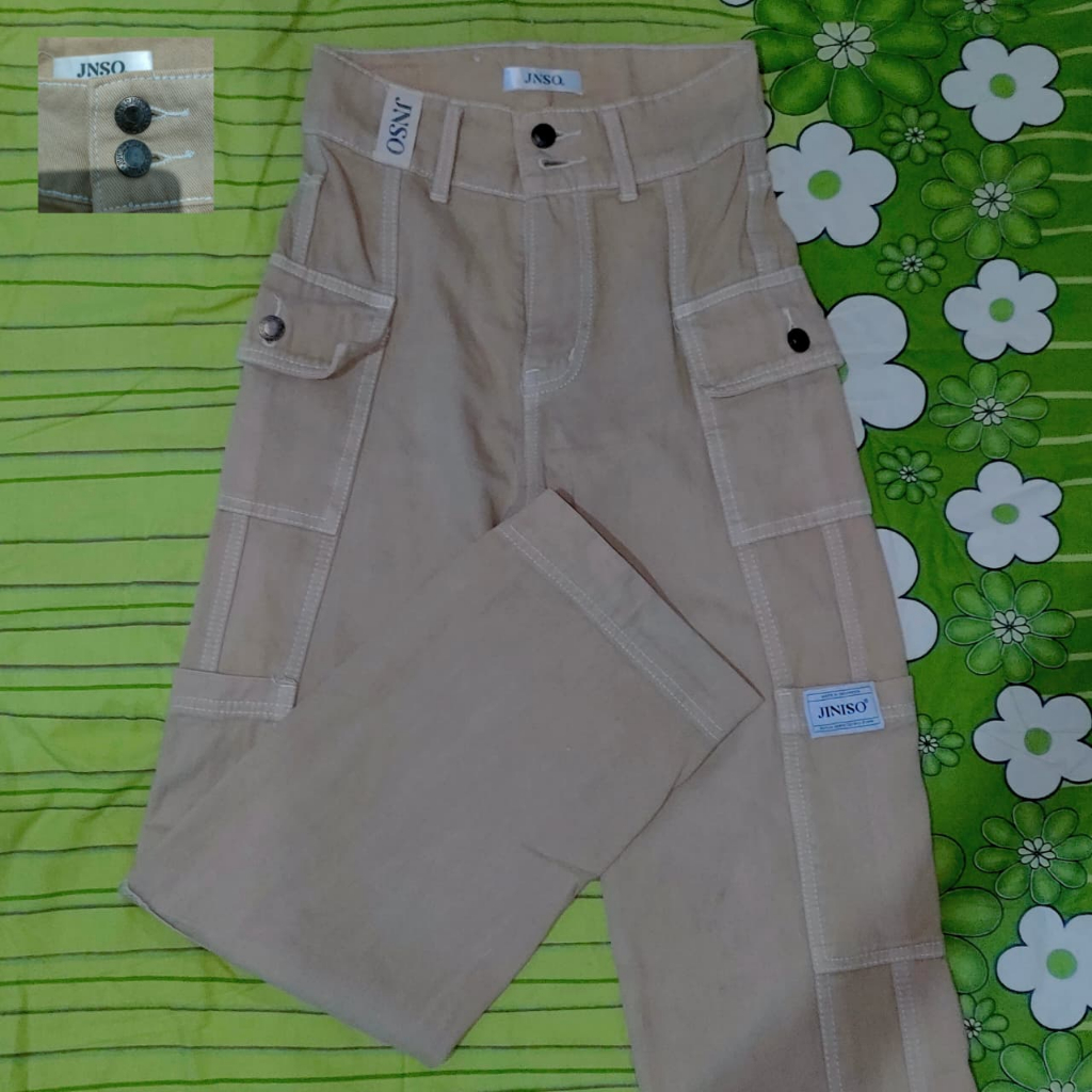 HANDS UP - JINISO CARGO BAGGY JEANS HIIGHWAIST UK 27 (PL)