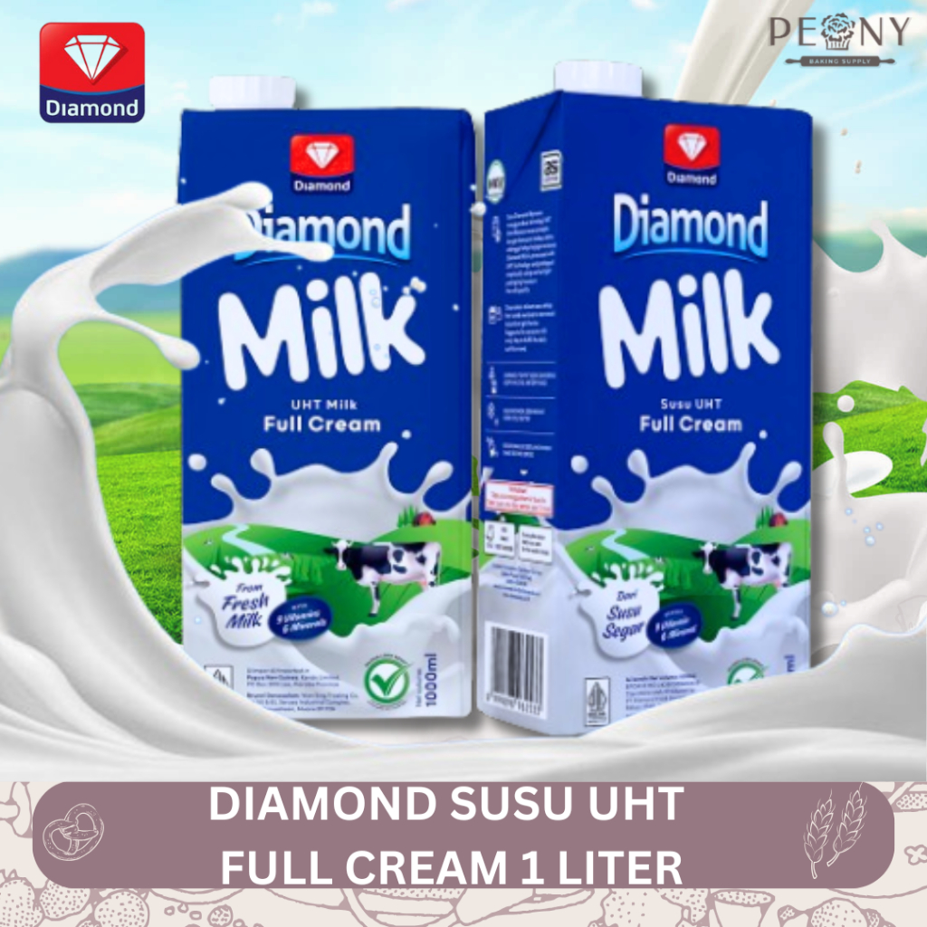 DIAMOND SUSU UHT FULL CREAM (PUTIH) SLEEVE 1000 ML / 1 LITER (ECER)