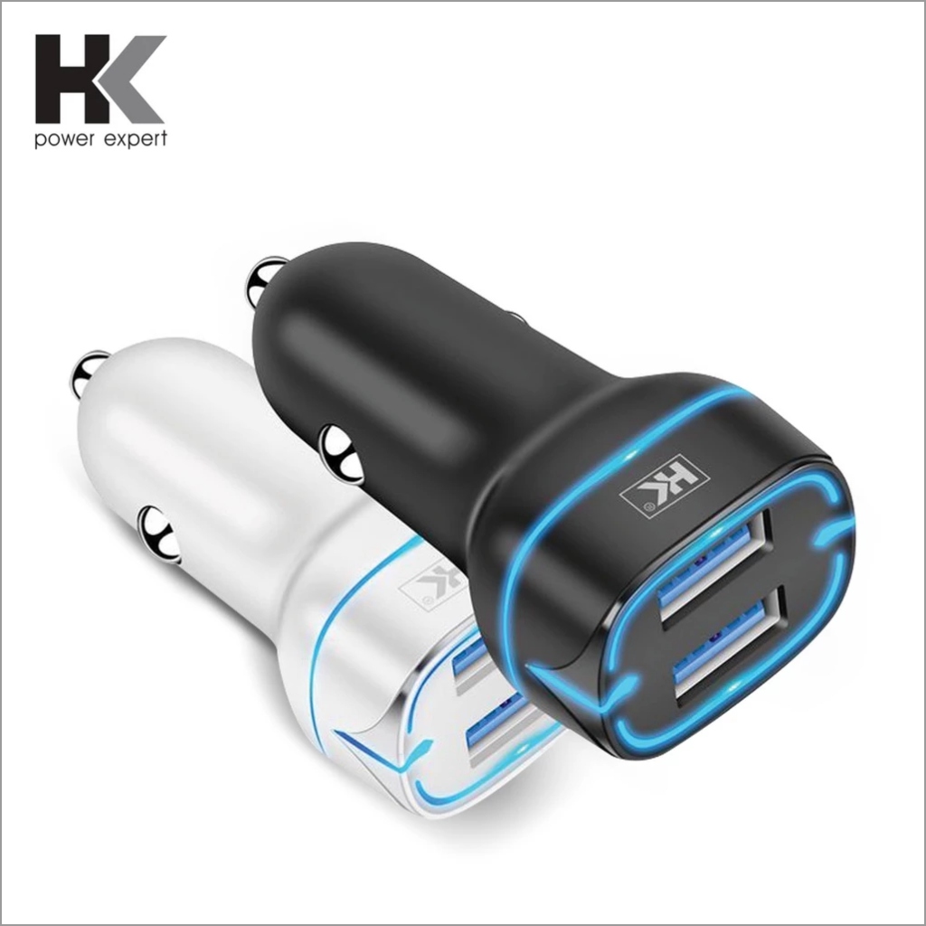 HK Car Charger Fast Charging HK-K09 Batok Charger Mobil 2Usb Led 2.4A