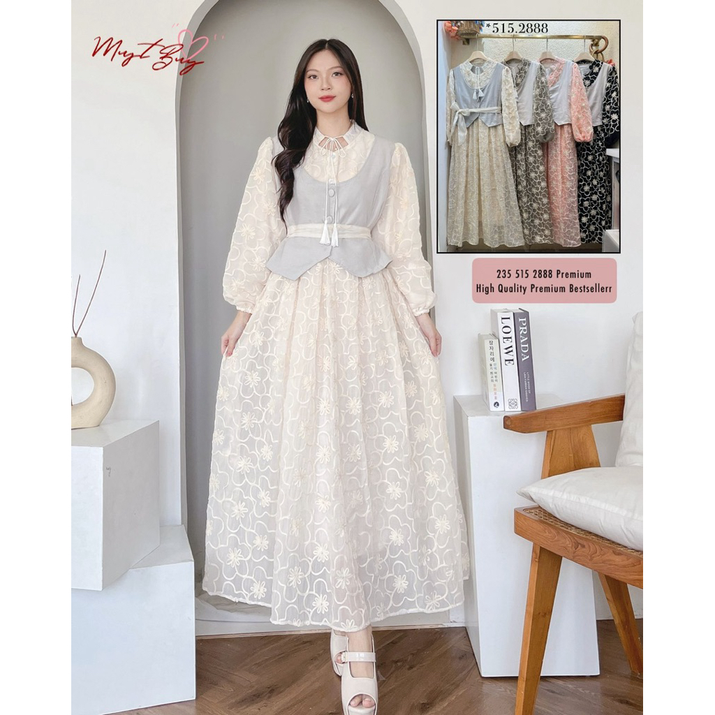 Edisi Lebaran 2026 Gamis Yuna Raya import Korean style Gamis Vintage premium