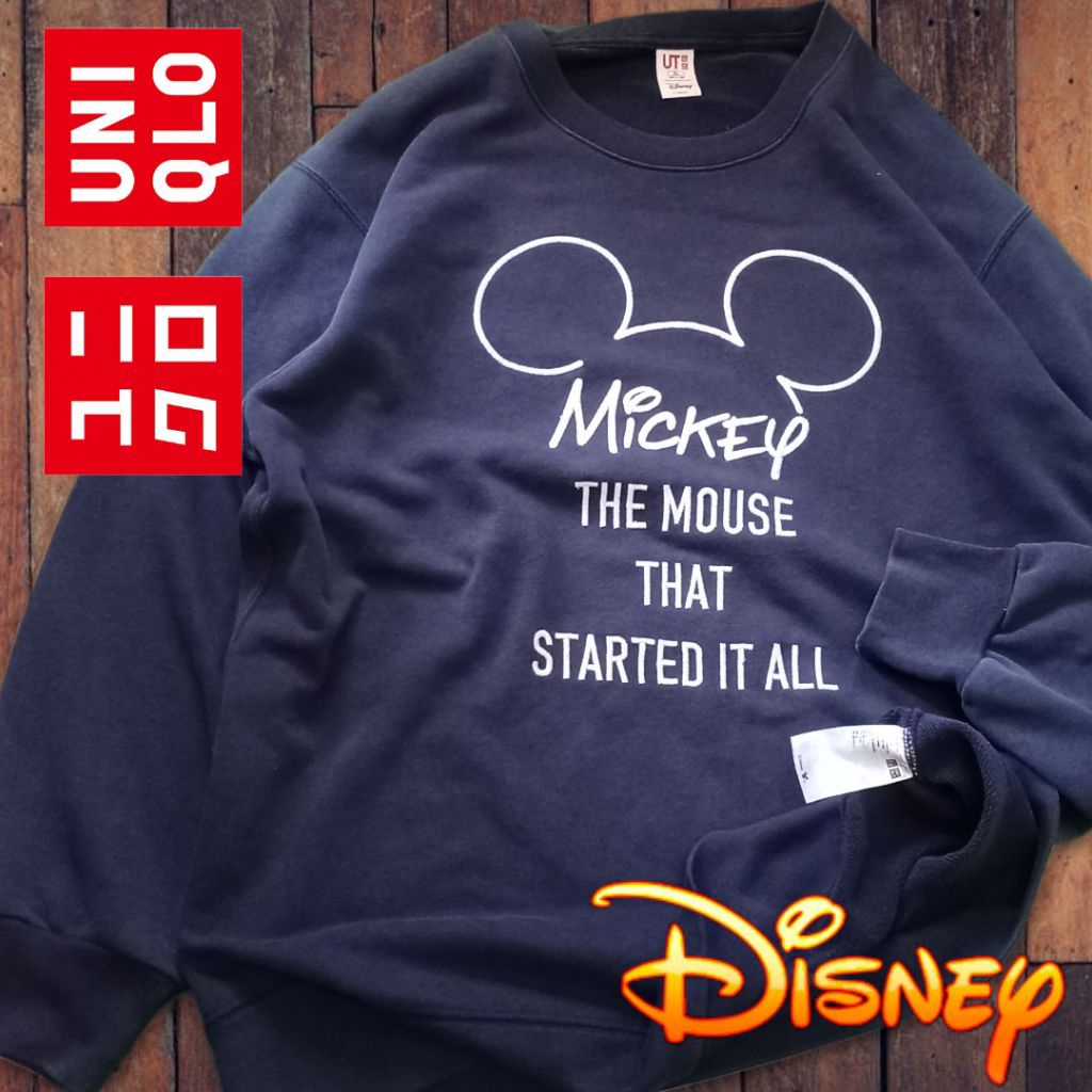 Crewneck Disney Kombinasi Uniqlo Bordir Halus Lembut