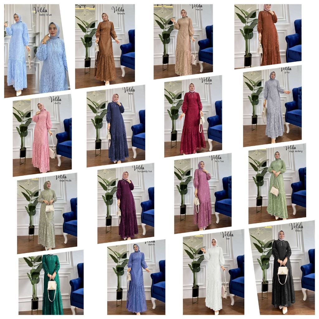 VELDU DRESS - BAJU DRESS GAMIS FULL BRUKAT BROKAT PAYET ACARA PESTA KONDANGAN ARISAN NIKAHAN LEBARAN
