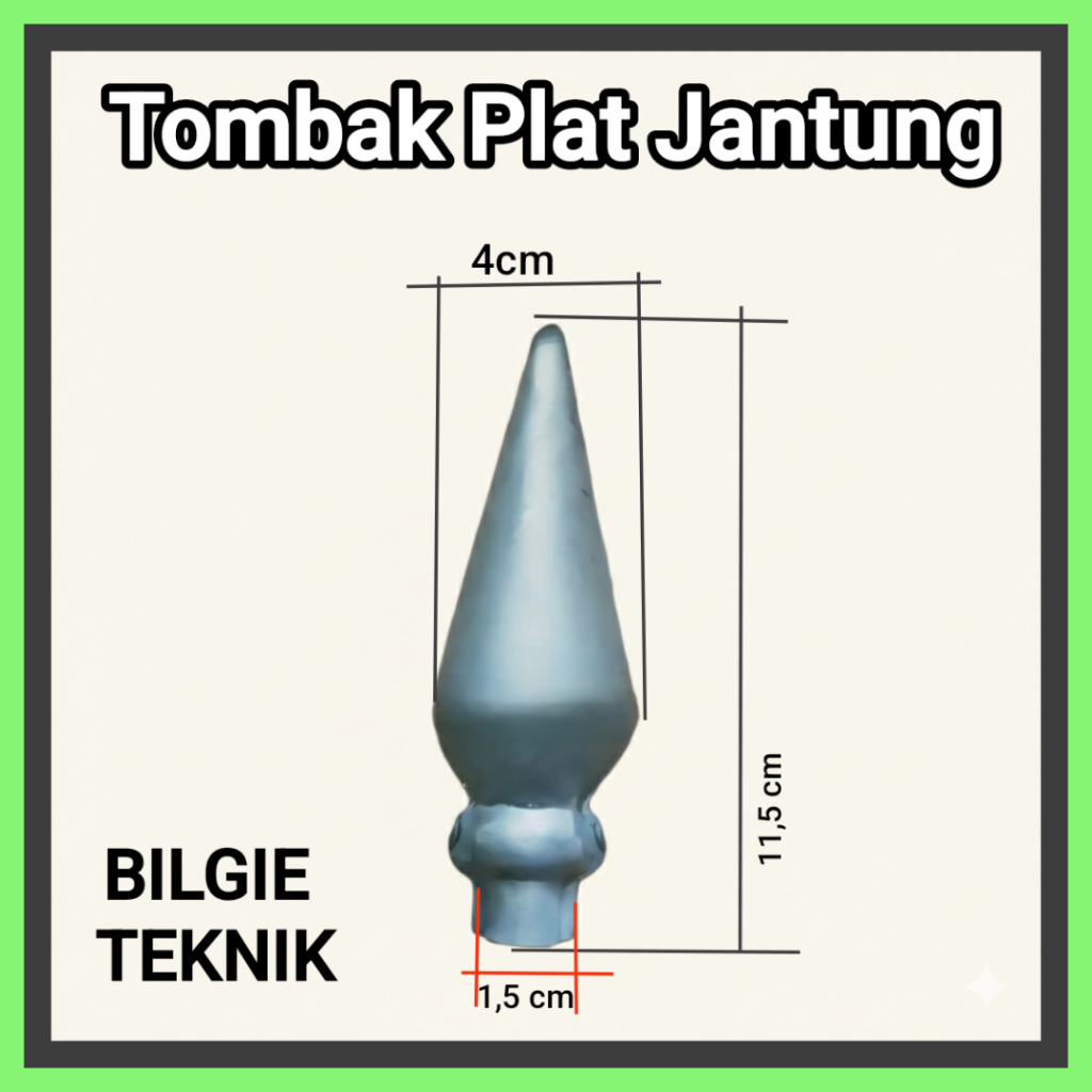 ornamen hiasan pagar tombak jantung pintu besi plat