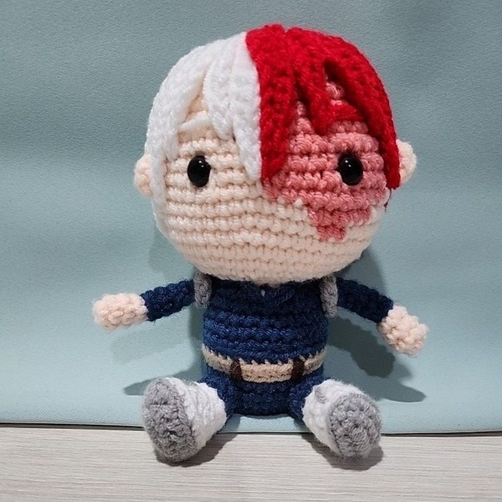 crochet my hero academia doll - shoto todoroki / boneka rajut 'my hero academia' - shoto todoroki