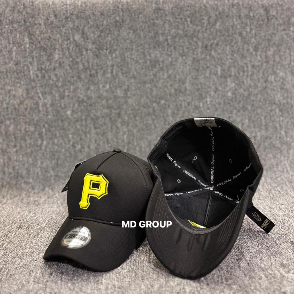 Topi Baseball Distro Hitam Logo Huruf P Bordir Unisex Adjustable