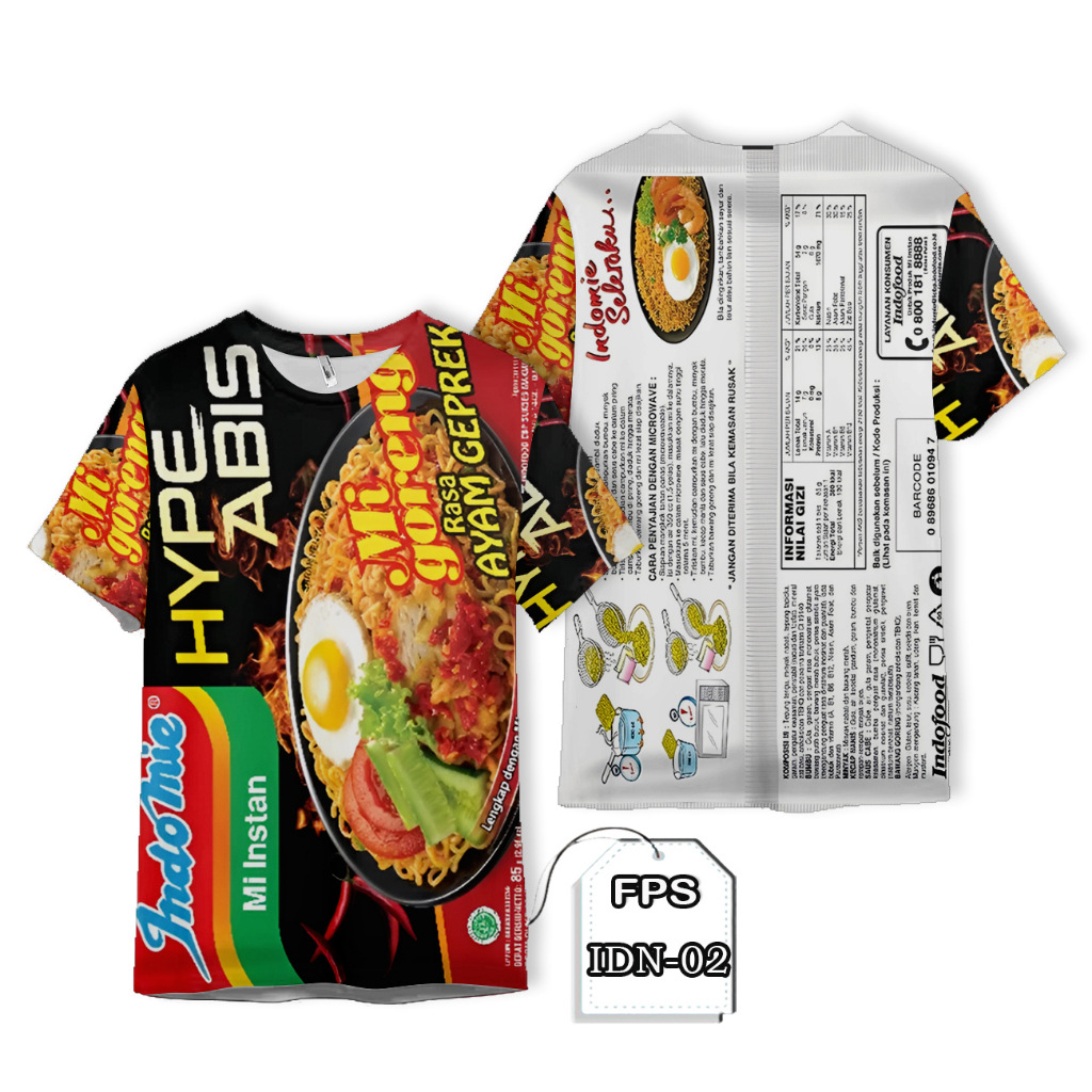 KAOS INDOMIE HYPE ABIS RASA AYAM GEPREK Baju DEWASA GAMBAR INDOMIE KAOS LUCU DAN KEREN
