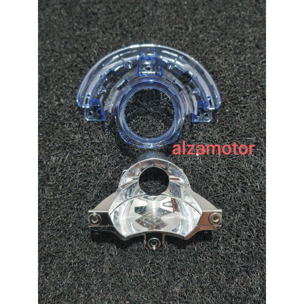 breket dudukan bohlam dan reflektor mahkota biru lampu depan Scoopy fi 2013 2016 original baru