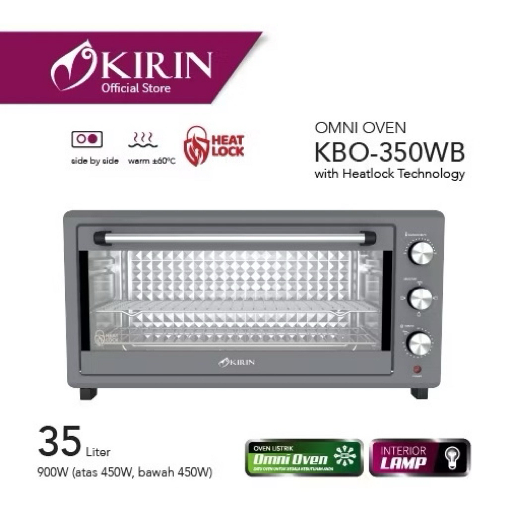 HITAM NEW Oven Kirin Low Watt Listrik OMNI OVEN 35 Liter Wide Body KBO-350WB Muat 2 loyang 20x20cm b