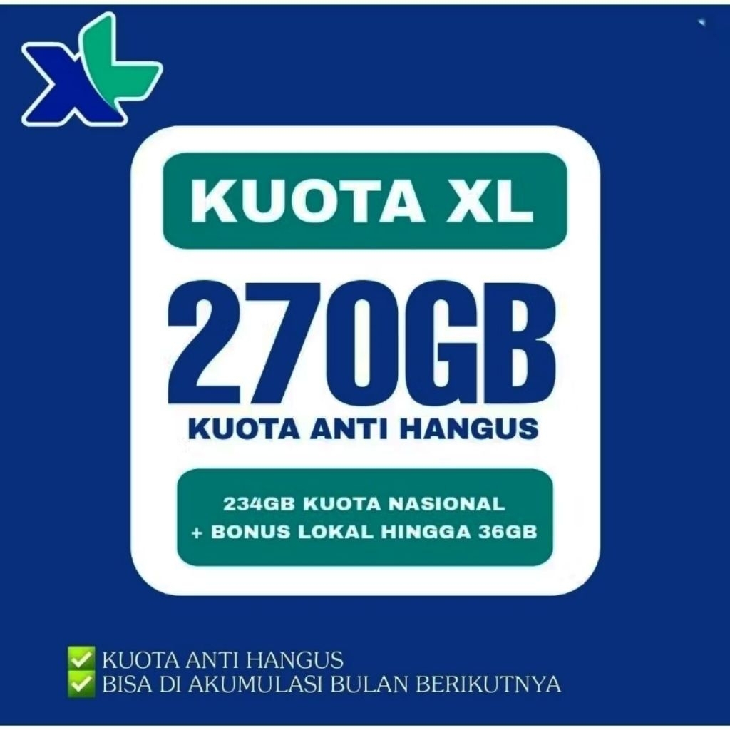 PAKET INTERNET XL 270GB | KUOTA UNLIMITED XL 30 HARI | TERMURAH