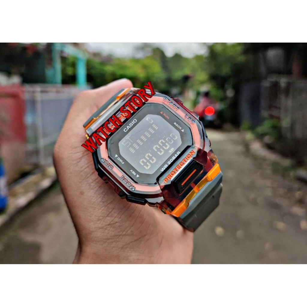 LIMITED EDITION JAM TANGAN SPORT DIGITAL ANTI AIR TERBARU GBD200 TALI RUBBUR ABU ORANGE OREN UNISEX 