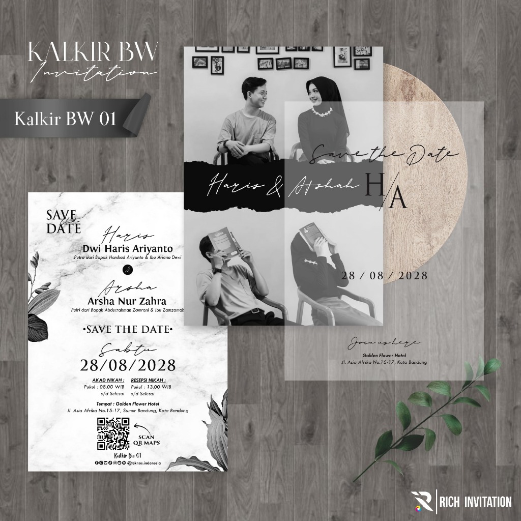 UNDANGAN PERNIKAHAN KALKIR INVITATION  - UNDANGAN NIKAH KALKIR BW PREMIUM - KALKIR LITE BW