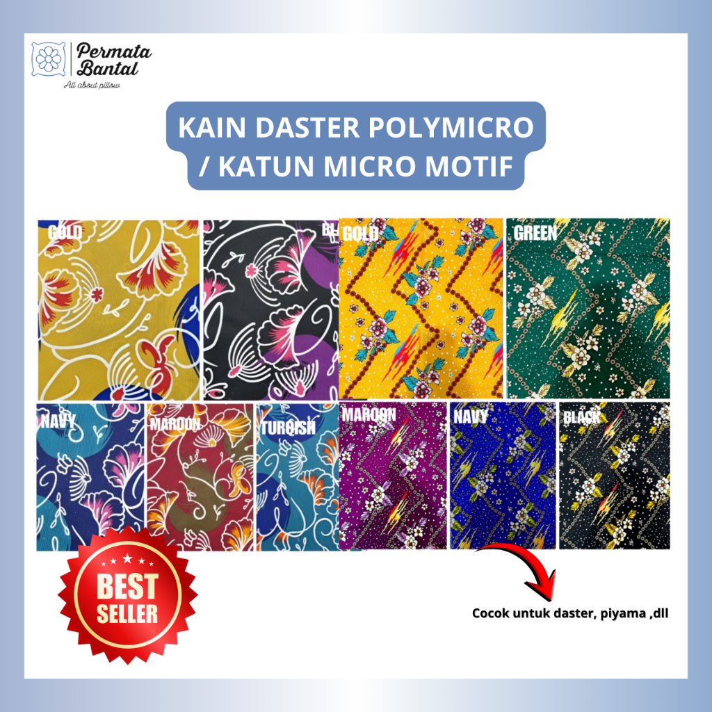 Kain Daster Polymicro / Katun Micro Motif  Lembut dan adem lebar 240cm