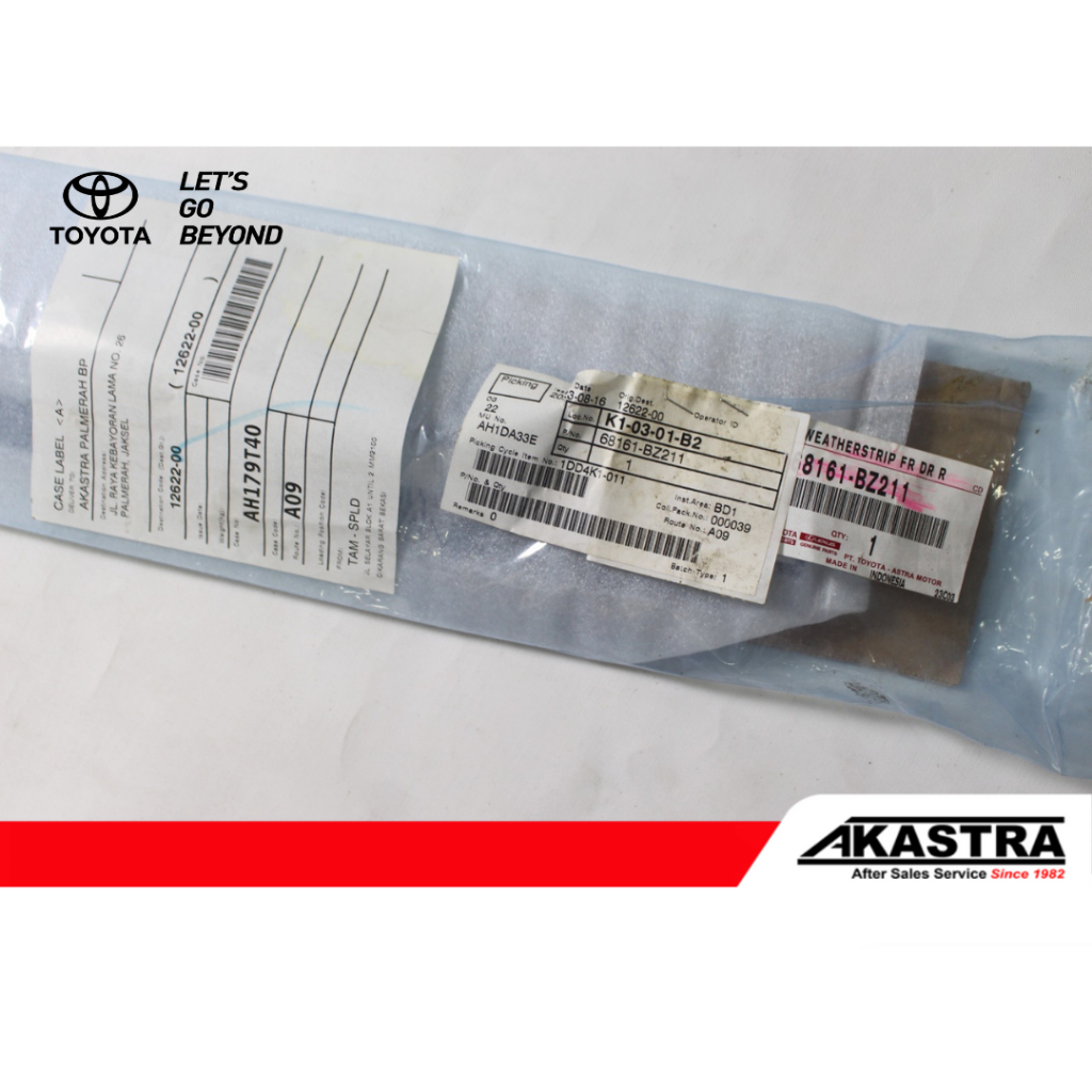 KARET LIST/ WEATHERSTRIP PINTU DEPAN KANAN CALYA SIGRA ORIGINAL [TOYOTA GENUINE PARTS] 68161-BZ211