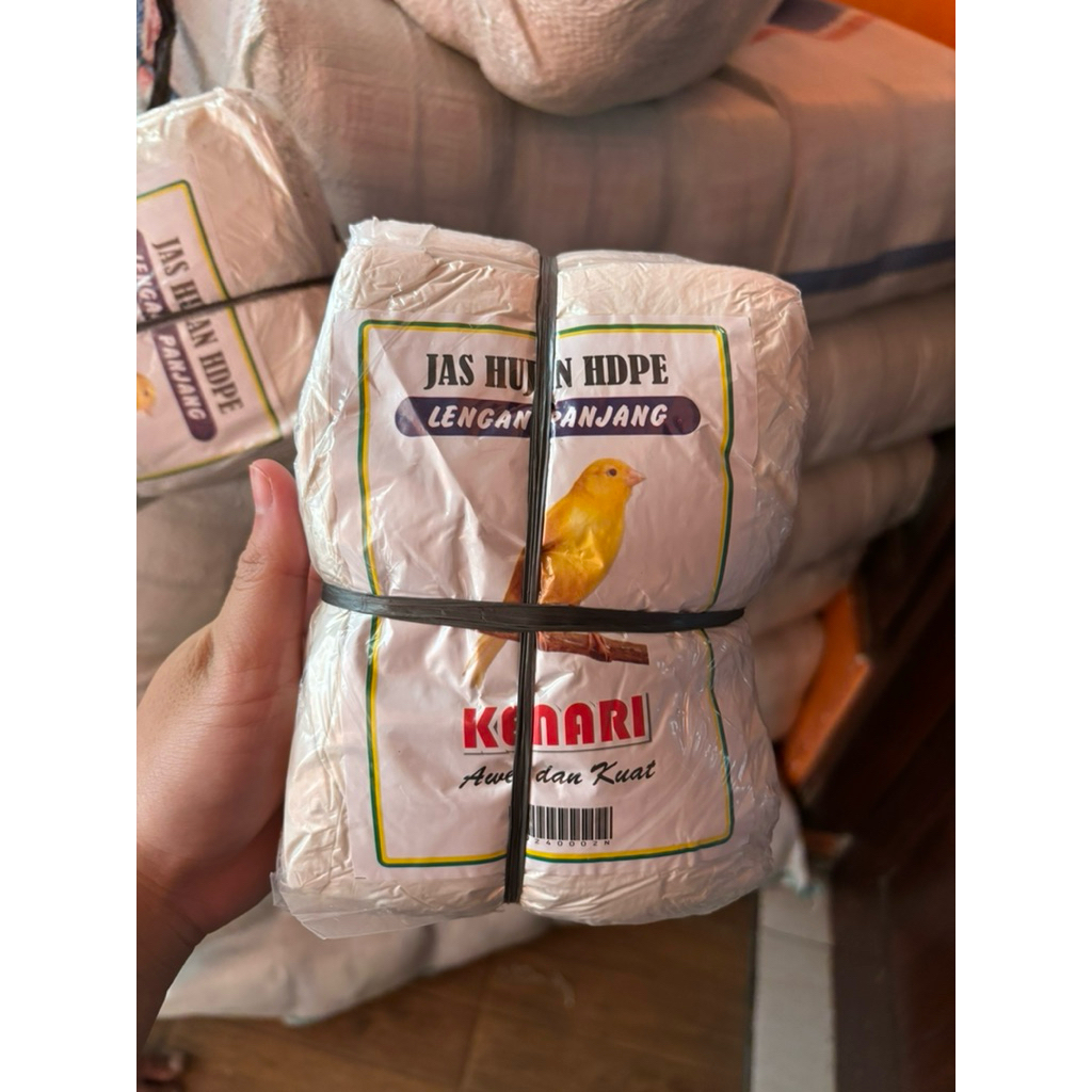 Jas Hujan Plastik Warna Putih KENARI isi 12pcs/1 lusin PONCO