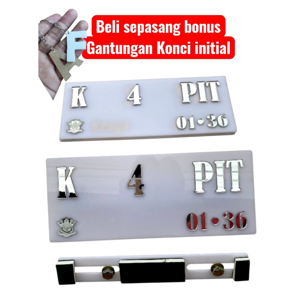 Plat Motor Timbul Silver Chrome Variasi Hitam Putih