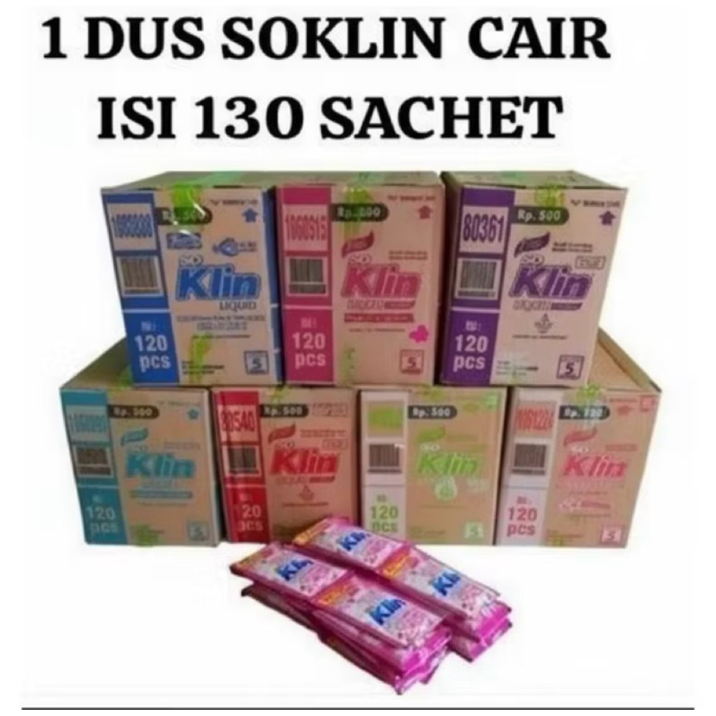 1 Dus Soklin Liquid/Soklin Cair/Soklin Pakaian Isi 130 Sachet