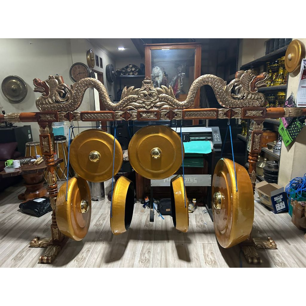 1 Set Gong isi 6 Bahan Besi Pencu Kuningan Gayor Naga