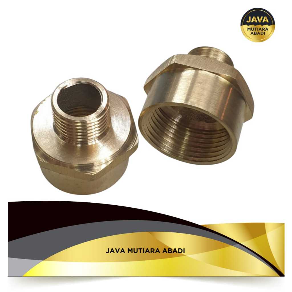 Sock Napple/Sock Drat Luar Dalam Kuningan 1×1/2" Inch