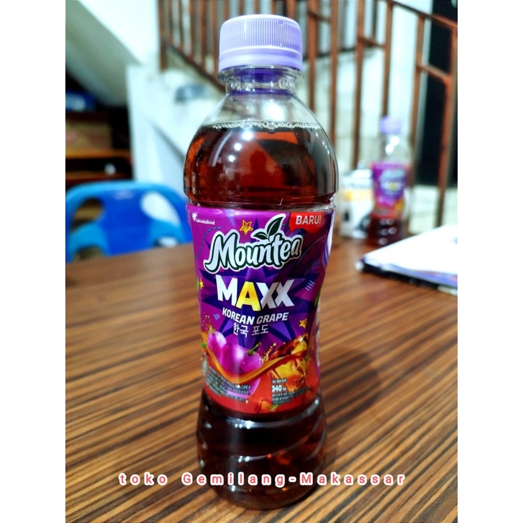 Mountea maxx korean grape 340ml, minuman teh rasa anggur korea