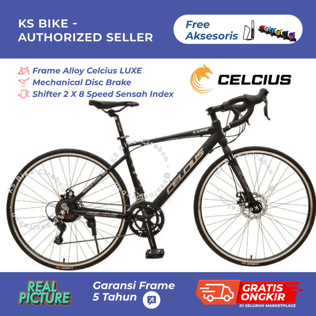 Sepeda Balap Road Bike Celcius 1012 700C / Sepeda Balap Alloy 14 Speed / Roadbike Rem Cakram Ringan 