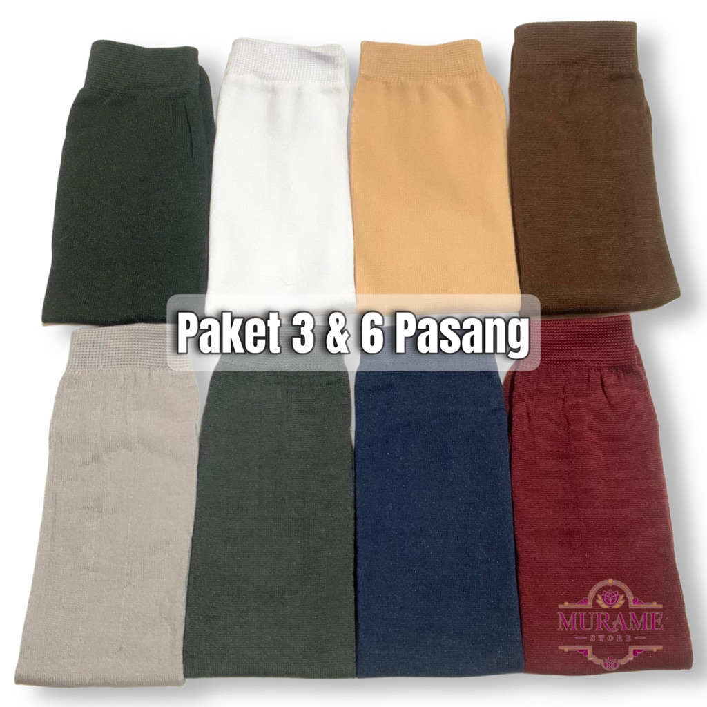 MURAME Set 3 & 6 Pasang Kaos Kaki Jempol Wanita Muslimah Polos Panjang